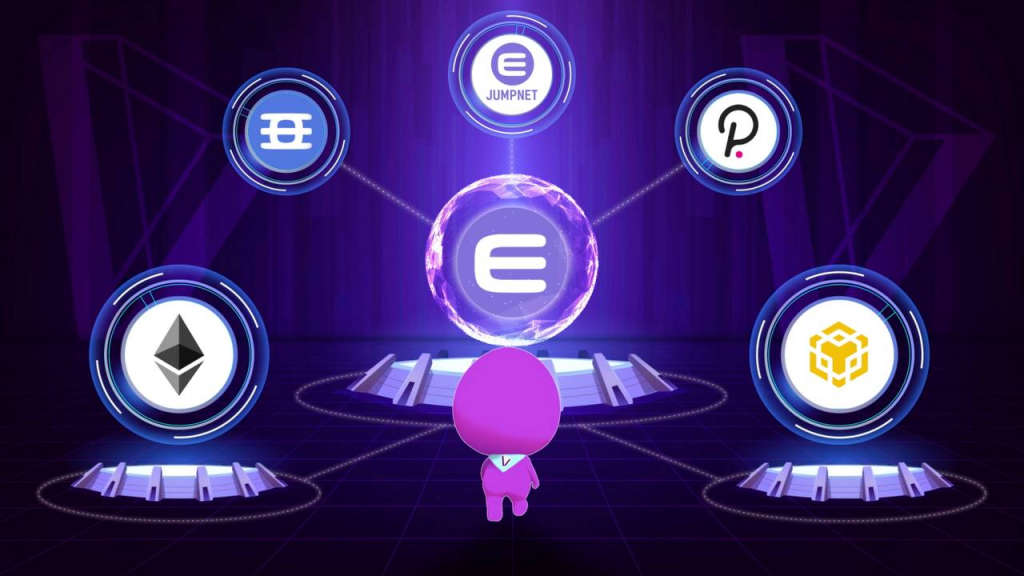 logos of enjin and participating blockchains