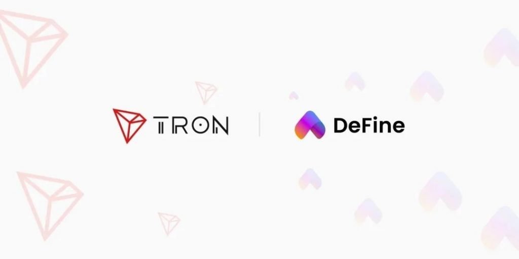 TRON and DeFine company names with logos
