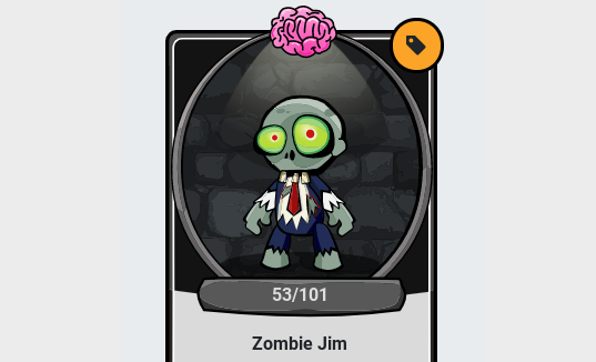 cartoon zombie on digital playing card