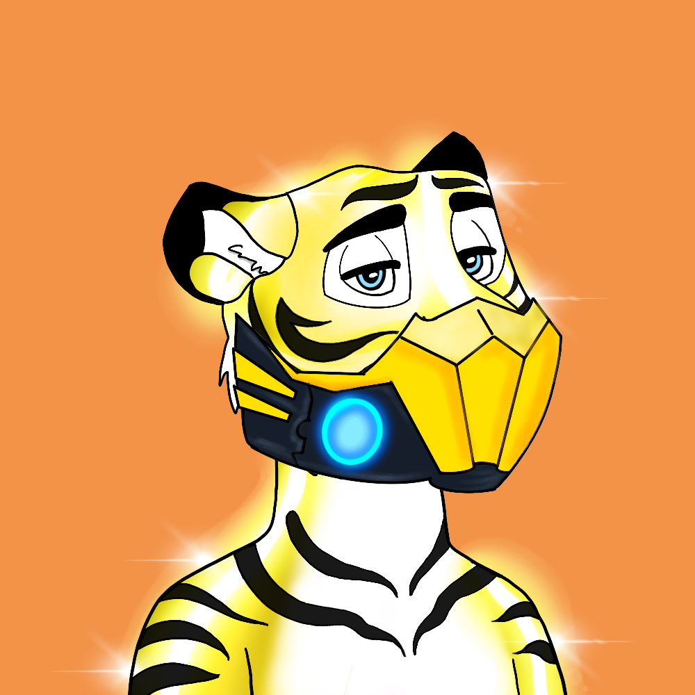 cartoon tiger wearing a diamond shaped mask