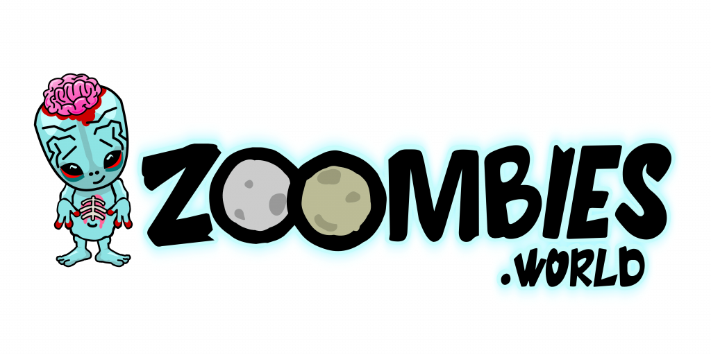 peculiar Zoombies character with Zoombies logo